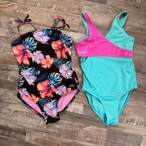 🌺 Justice Girls Swimsuit Bundle Size 12/14 – 2 One-Piece Bathing Suits 🌺